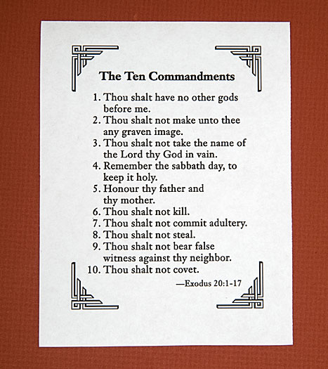 Kjv Ten Commandments Printable Sheets