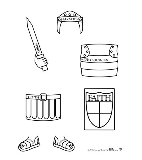 Armor of God Worksheet Bible Printable at Christian Games and Crafts