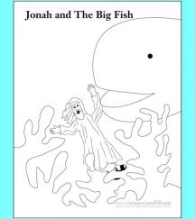 Jonah and The Big Fish Coloring Sheet Bible Printable